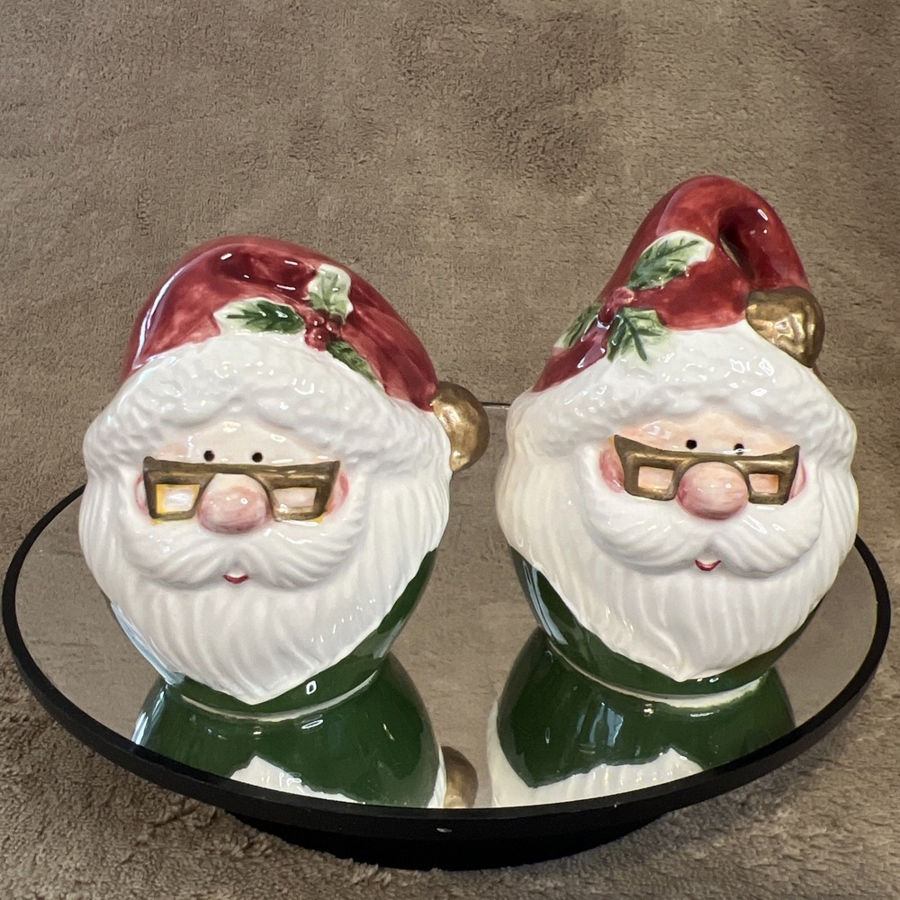 Christmas Omnibus Fitz And Floyd Santa Salt And Pepper Shakers Holiday 1990's